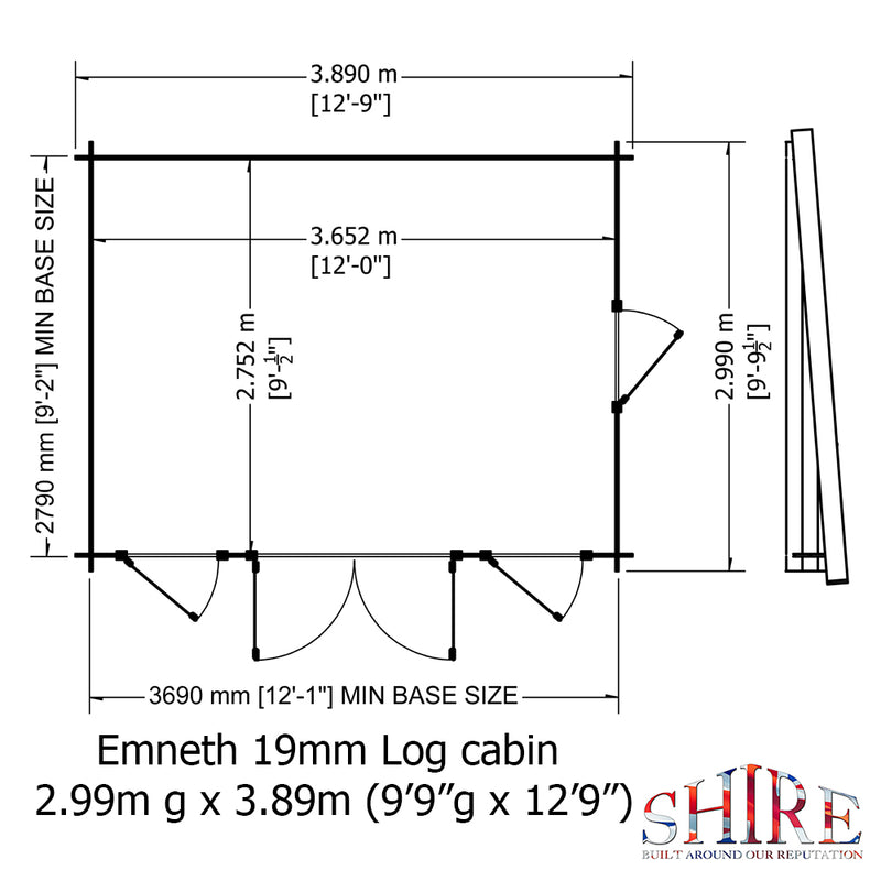 Emneth Log Cabin in 19mm Logs - 3 Sizes Available