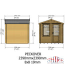 Peckover Log Cabin 8' x 8' in 19mm Logs