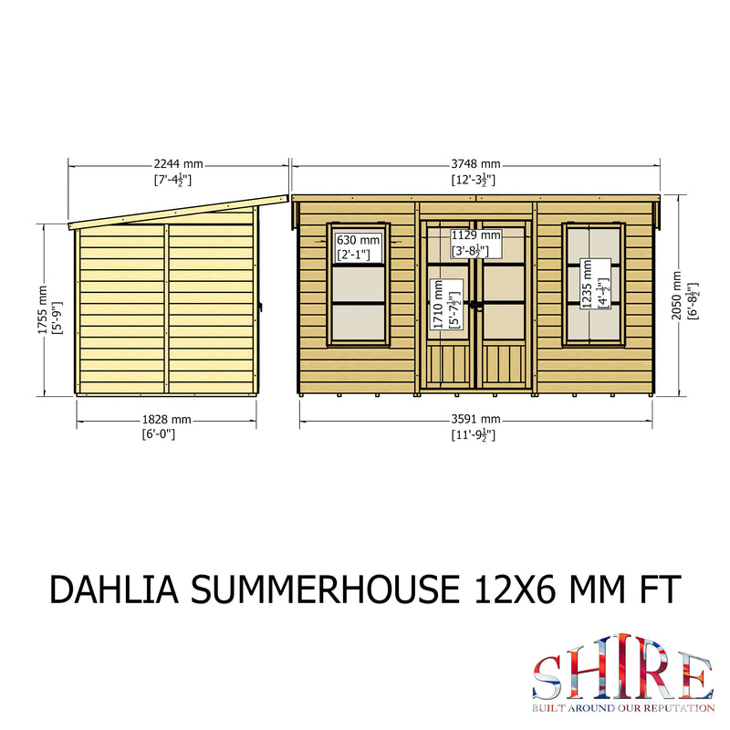 Dahlia Summerhouse 12'x6' in T&G