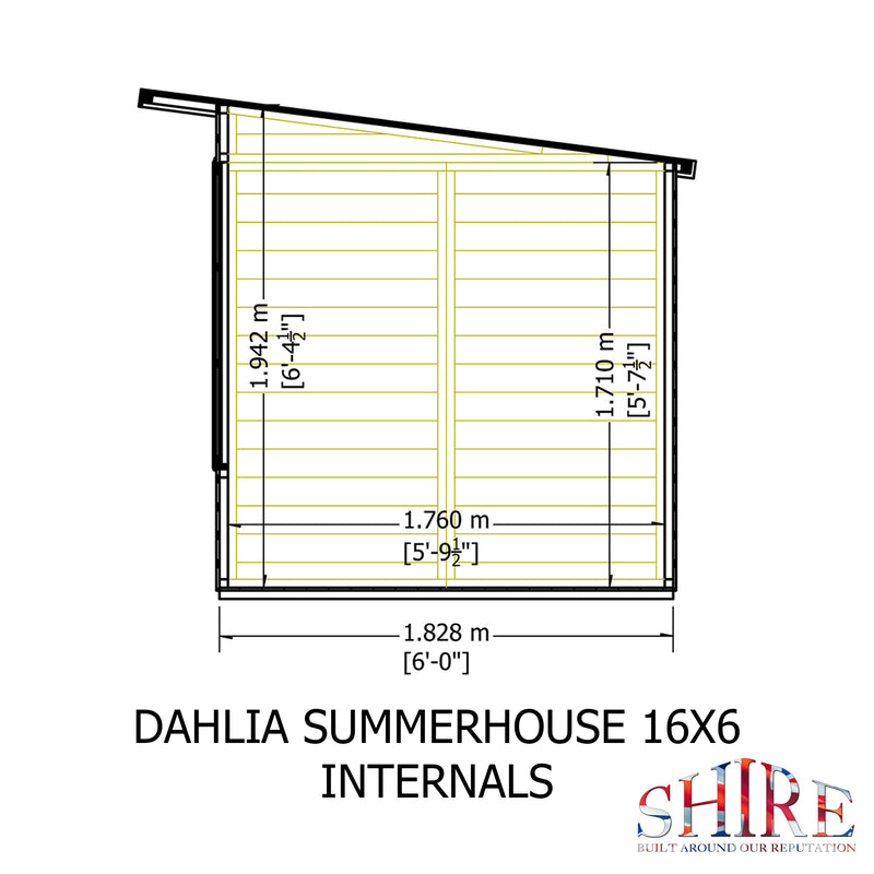 Dahlia Summerhouse 16'x6' in T&G