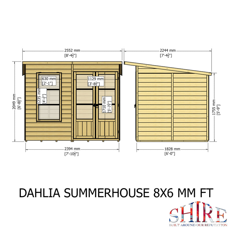 Dahlia Summerhouse 8'x6' in T&G