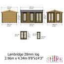 Lambridge & Rivington Log Cabin 10G x 14 (2960G x 4340mm) in 28mm Logs