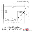 Lambridge & Rivington Log Cabin 10G x 14 (2960G x 4340mm) in 28mm Logs