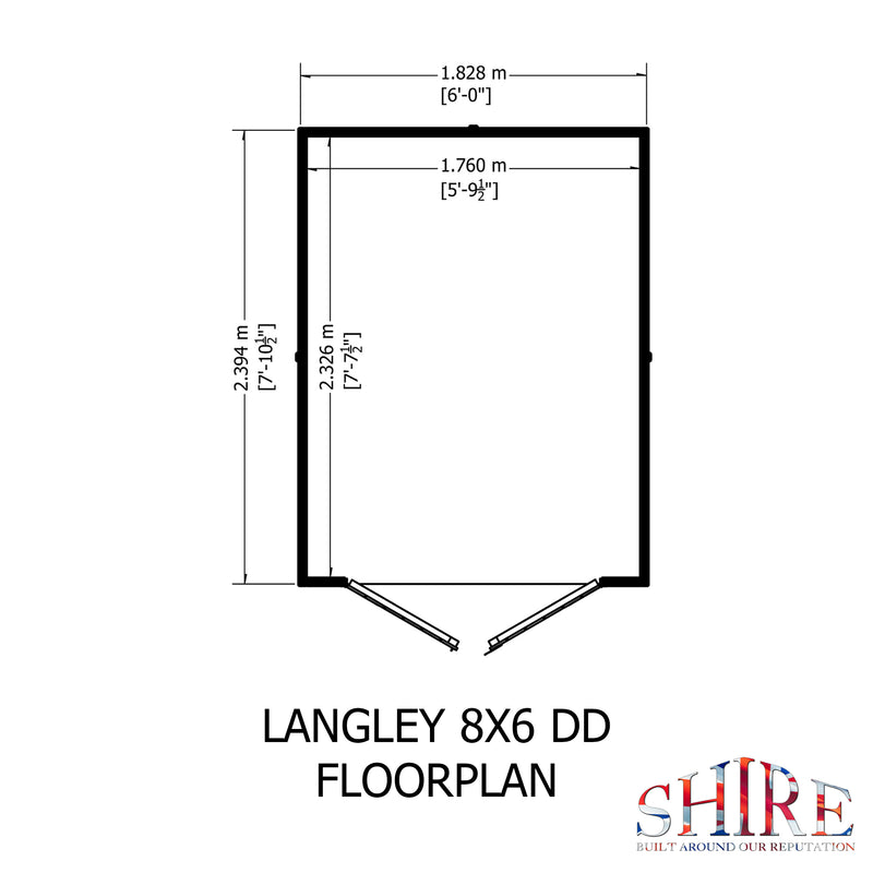 Langley Double Door Security Apex Shed (8' x 6')