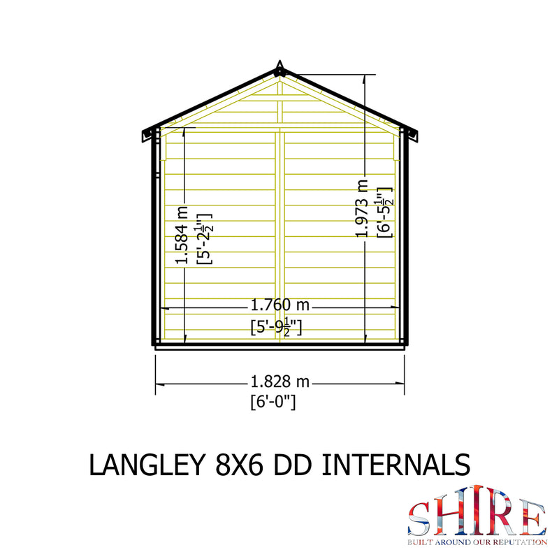 Langley Double Door Security Apex Shed (8' x 6')