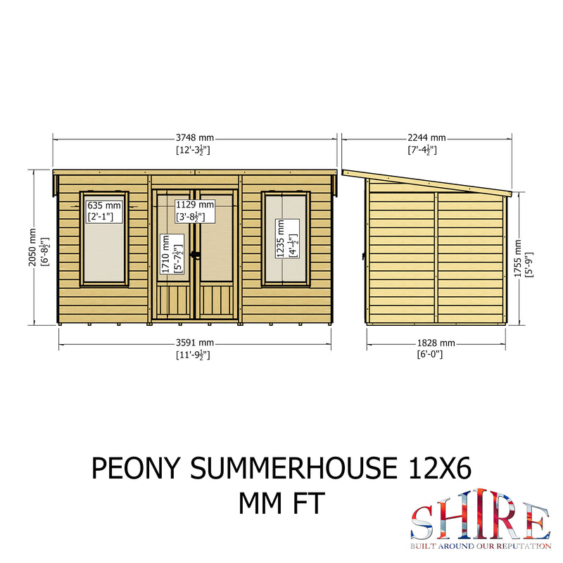 Peony Summerhouse 12'x6' in T&G