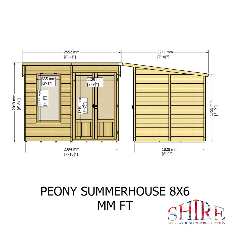 Peony Summerhouse 8'x6' in T&G