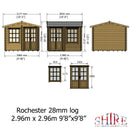 Rochester Log Cabin 10G x 10 (2960G x 2960mm) in 28mm Logs