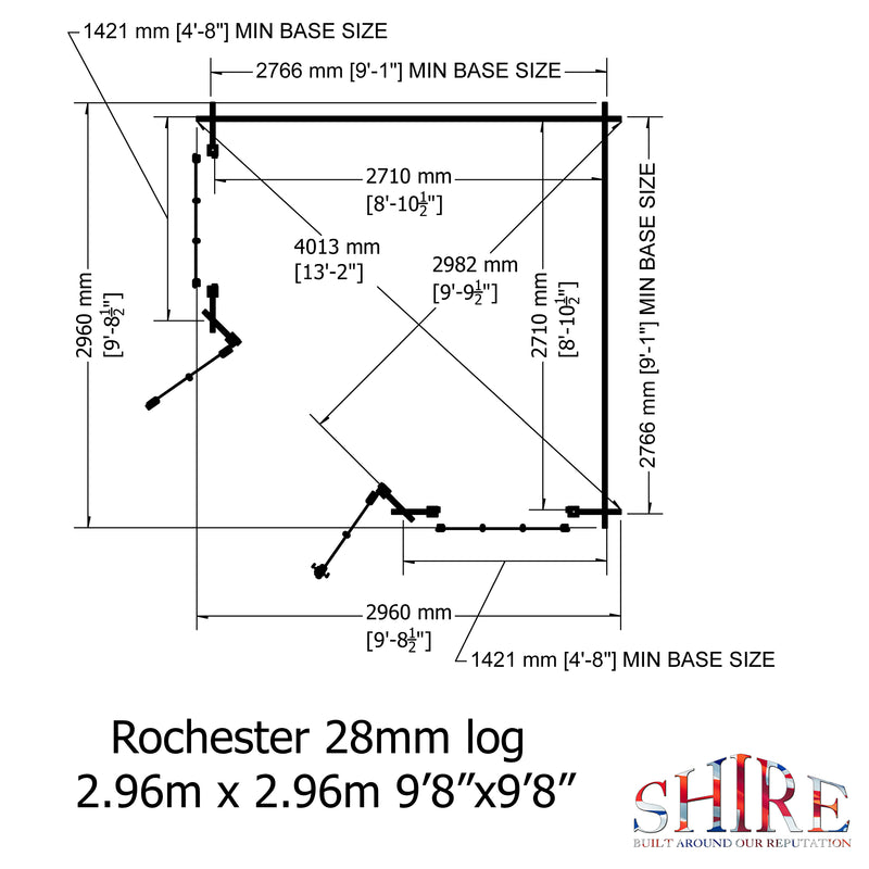 Rochester Log Cabin 10G x 10 (2960G x 2960mm) in 28mm Logs