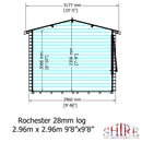 Rochester Log Cabin 10G x 10 (2960G x 2960mm) in 28mm Logs