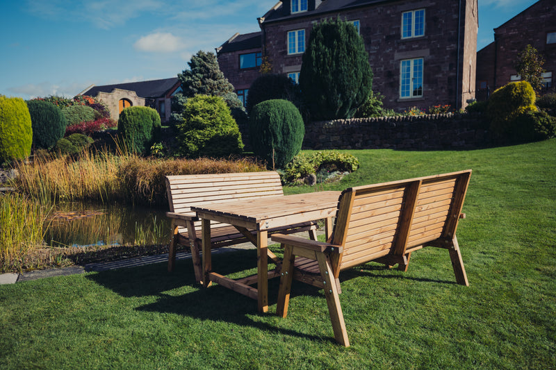 Valley 6 Seater Table Set - 2 x 3 Seat Benches