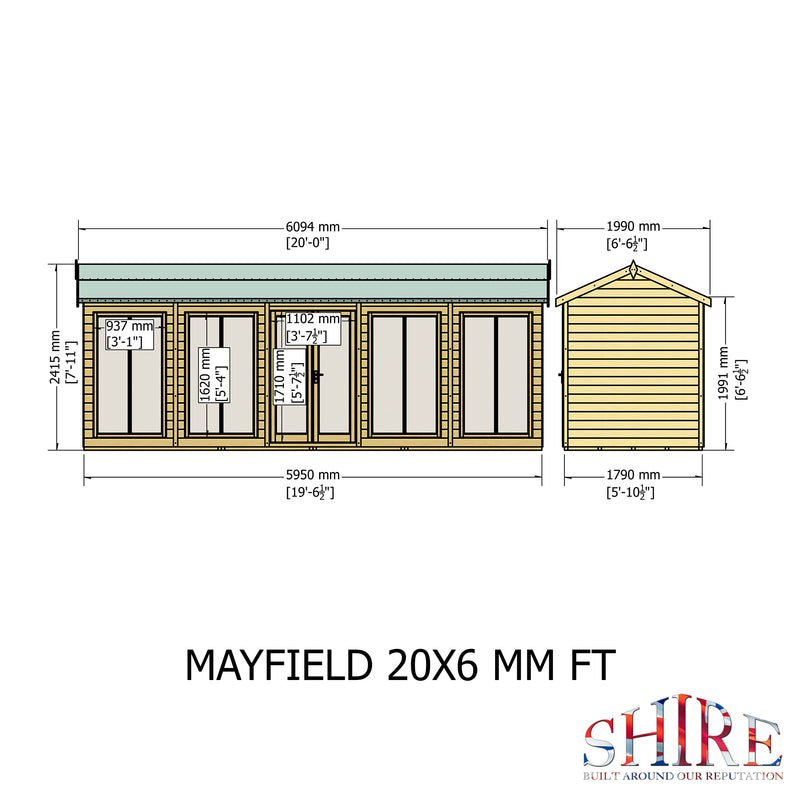 Mayfield Summerhouse 20'x6' in T&G