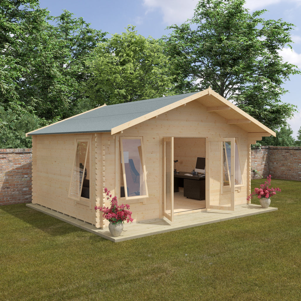 Woodlands Sutton Log Cabin in 44mm Logs – Norfolk Sheds